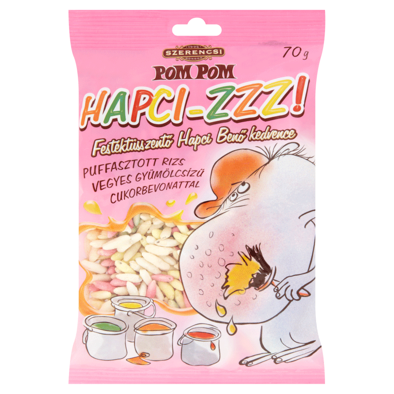 Szerencsi Pom Pom Hapci-ZZZ! Mixed Fruit Flavoured Sugar Covered Puffed Rice 70 g